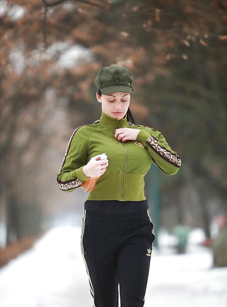 Enticing hungarian pornstar Aletta Ocean baring big hooters and ass outdoor