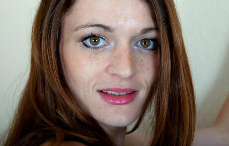 Stunning babe Louise in underwear unveils small tits and hairy pussy 